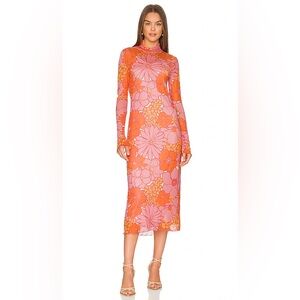 Show Me Your Mumu Daphne Turtleneck Dress in Retro Garden Mesh